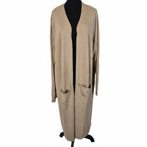 NWT | Long Duster Cardigan Camel/Tan Knit Oversized Pockets | 4XL